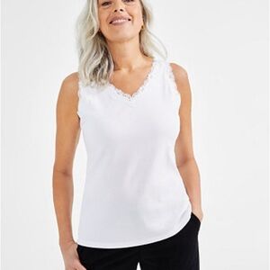 Cuddl Duds Women's Cream Lace-Trim V-Neck Camisole